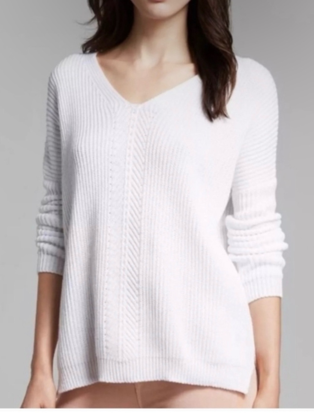 Vince cotton V neck sweater XS white